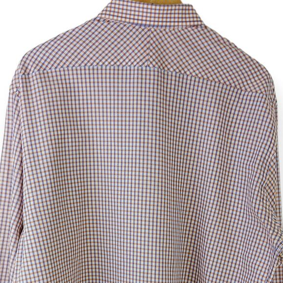 Billy Reid SZ XL White Blue Orange Check Button Down Shirt Lightweight Cotton - Picture 6 of 6